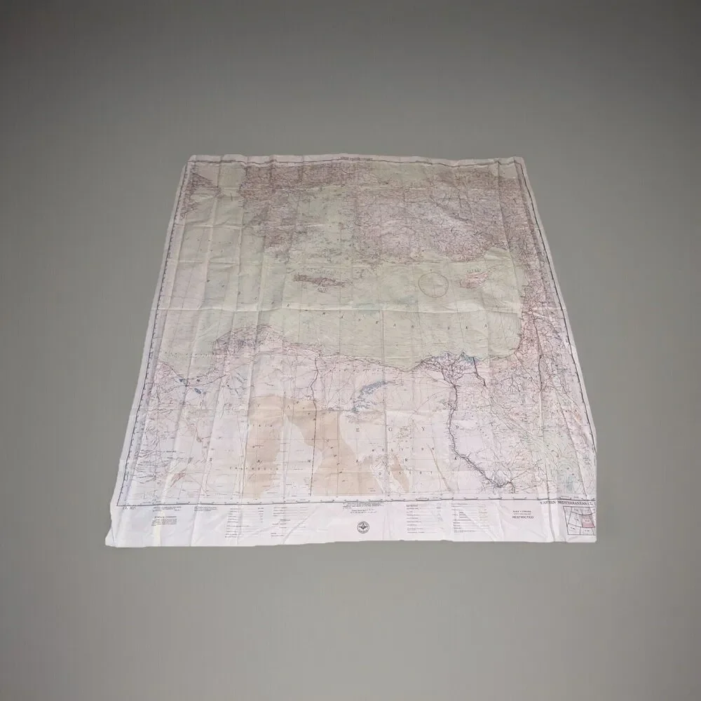 US Air Force Aeronautical Chart Service Cloth Map 1950 CL300 E & W Mediterranean